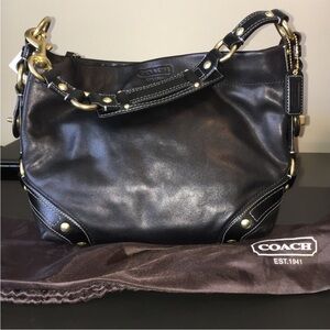 NWT: Coach Black Leather Shoulder Purse